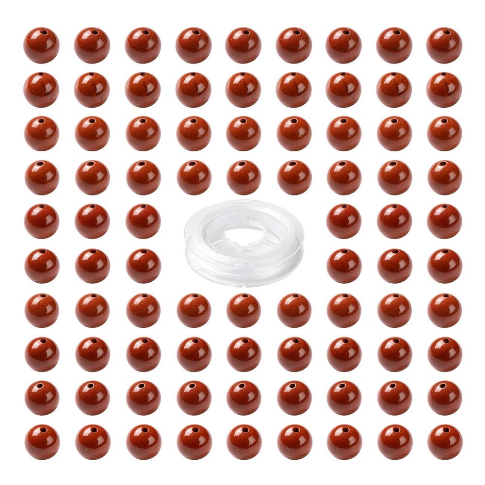 6602 100 Pcs 8mm Natural Red Jasper Gemstone Beads Loose Round Stone Beads